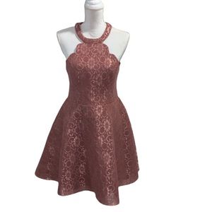 🎄Crystal Doll• Pink Fit and Flare Halter Top Dress• 13